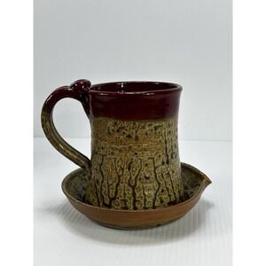 Nichols Pottery Drip Glaze Art Microwave Bacon Cooker Stoneware Handmade Red New